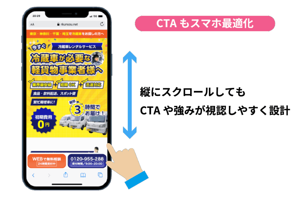 CTA(お問い合わせ)もスマホ最適化